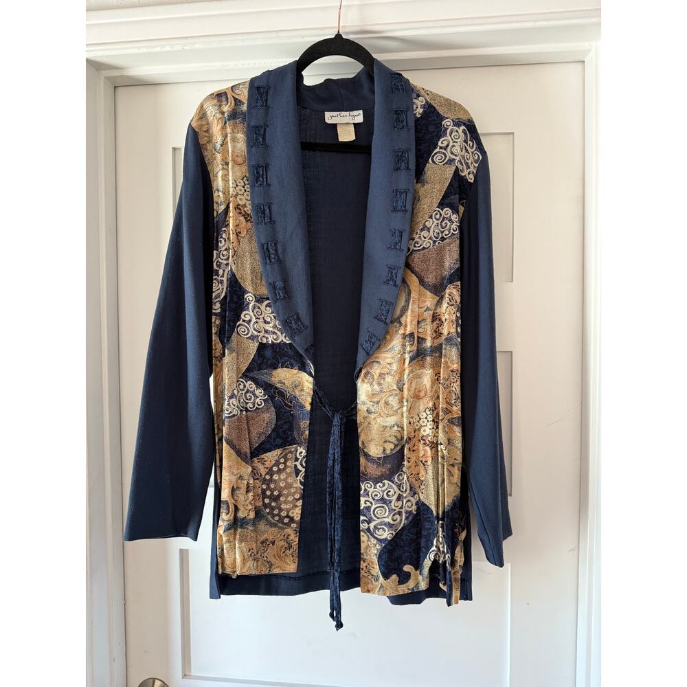 Vintage Jonathan Logan Tapestry Blazer Jacket Baroque Artsy Boho 90s Tie Front
